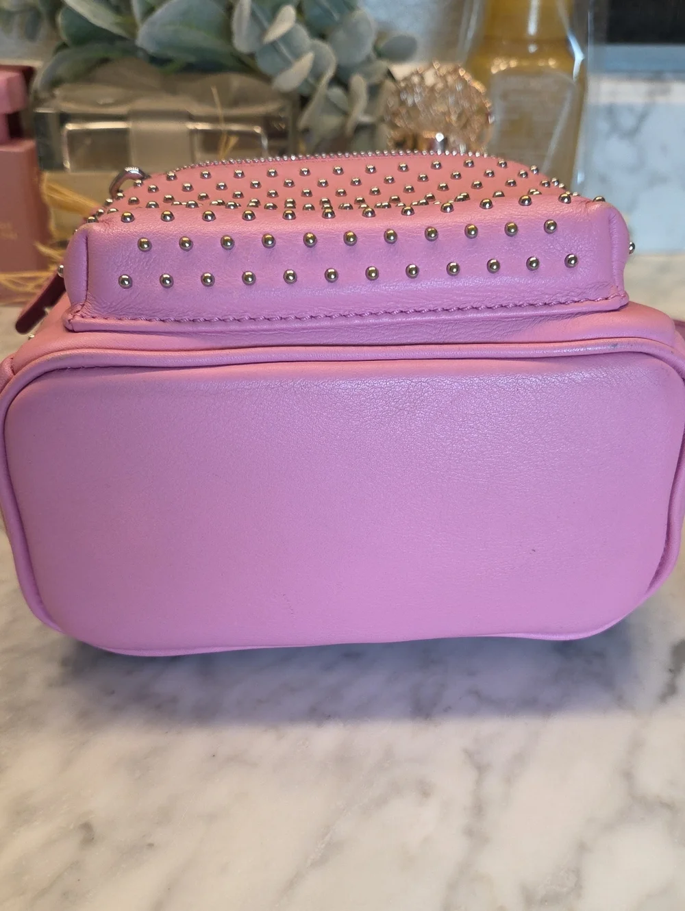 EUC MCM Baby Pink Studded Mini Backpack Crossbody 🩷